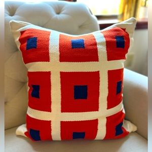 Jonathan Adler RARE Mod Retro Reversible Squares Pillow 20” w/ Down Insert